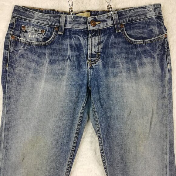 BKE Womens Jeans Star Stretch Flare Blue Denim Stone Wash Low Rise 32‎ - Picture 7 of 15